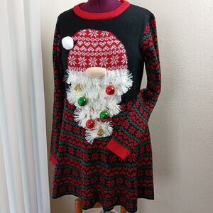 Born Famous Santa Sweater Dress XXL ornaments garland tinsel ugly christmas 3D
